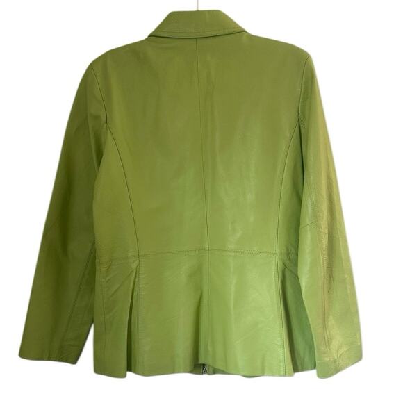 Vintage Y2K Brat Green Genuine Leather Full Zip Fitted Jacket Medium - Picture 4 of 12